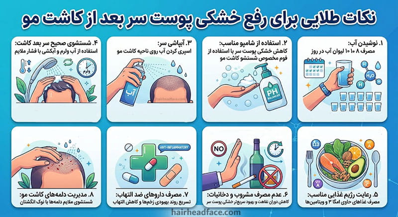 رفع خشکی پوست سر بعد از کاشت مو 