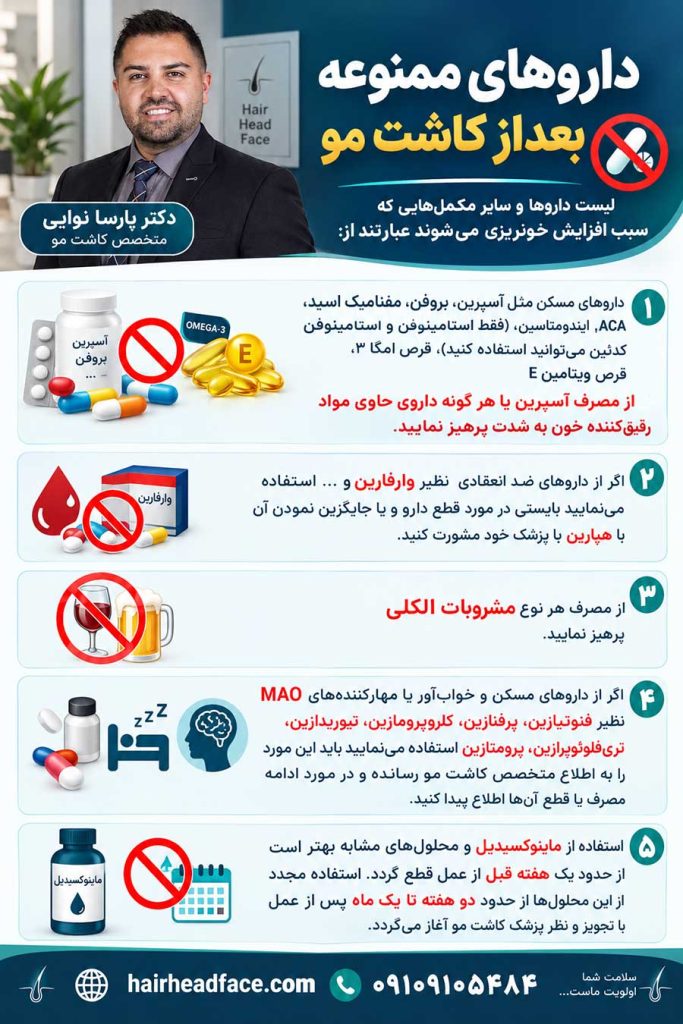 داروهای ممنوعه بعد از کاشت مو 